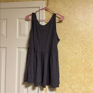 Torrid Gray Top with Lace-Up Detail